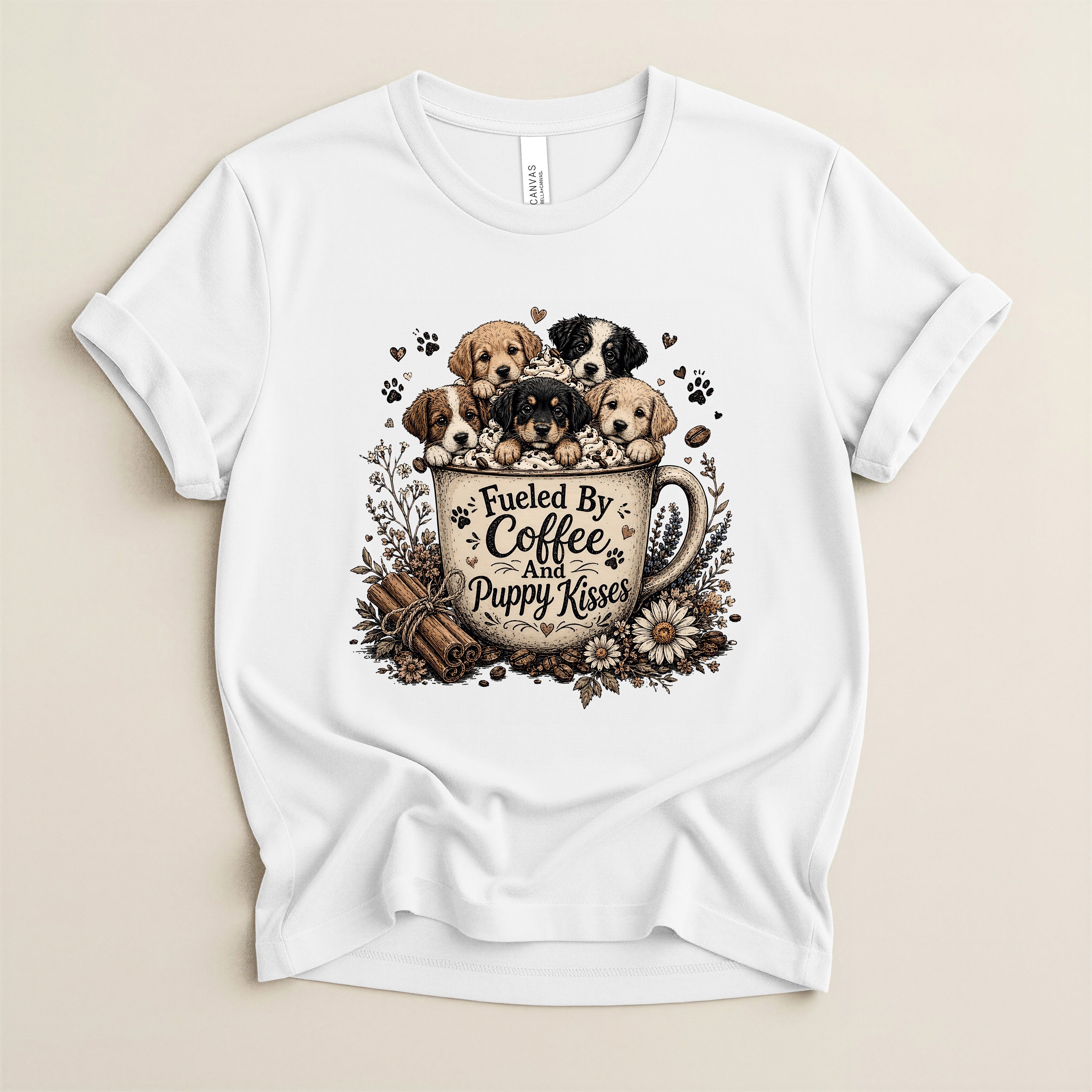 Fueled by Coffee and Puppy Kisses T-Shirt