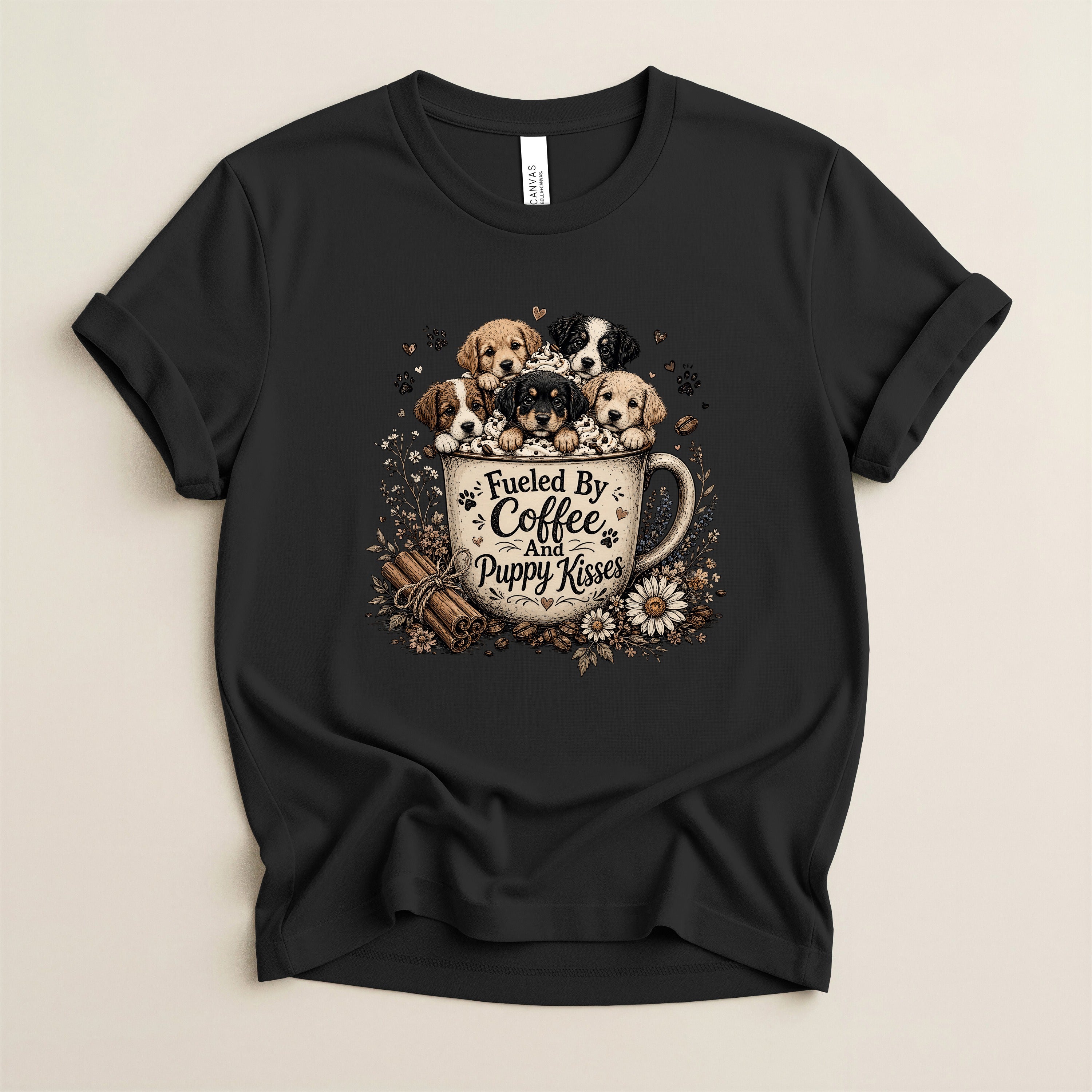 Fueled by Coffee and Puppy Kisses T-Shirt
