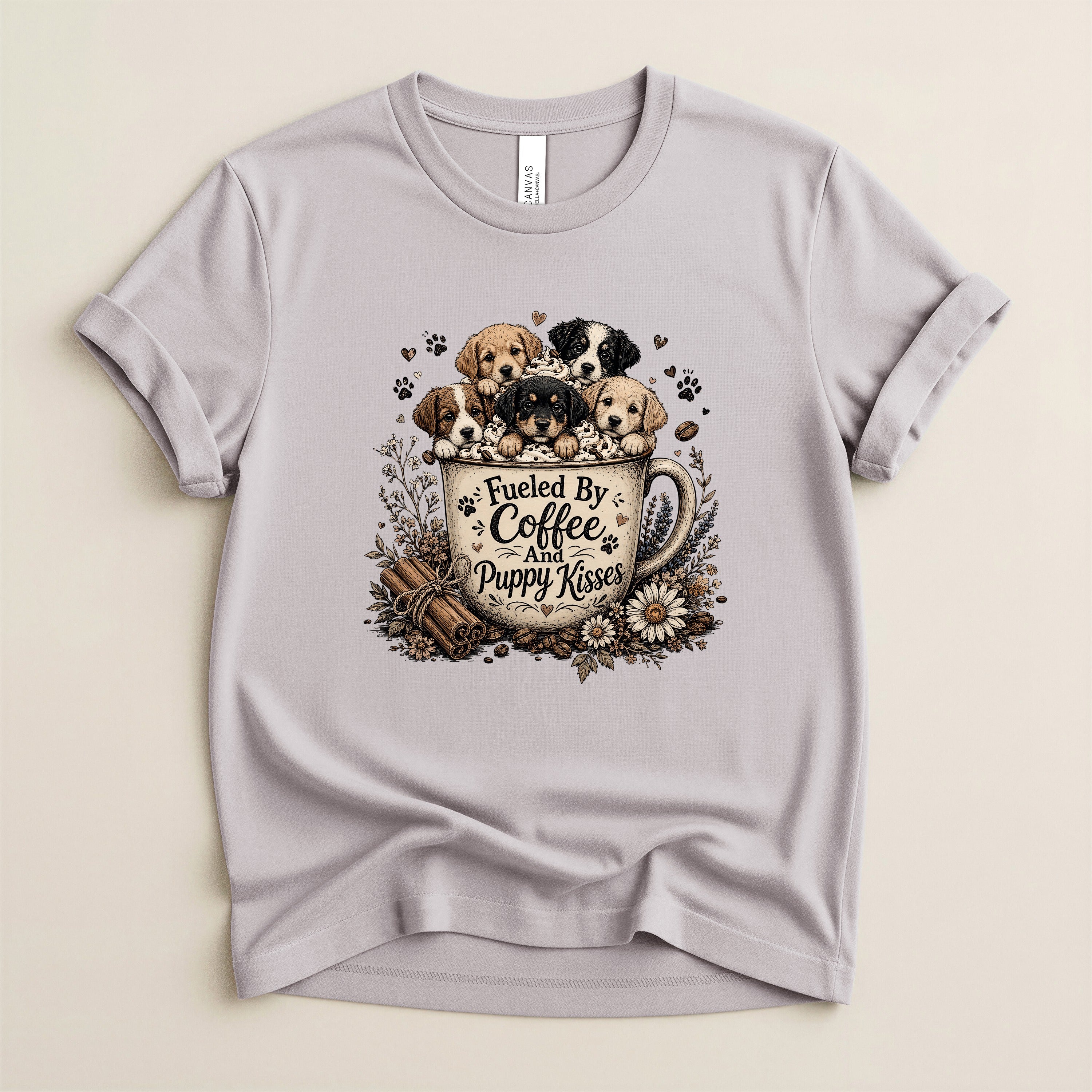 Fueled by Coffee and Puppy Kisses T-Shirt