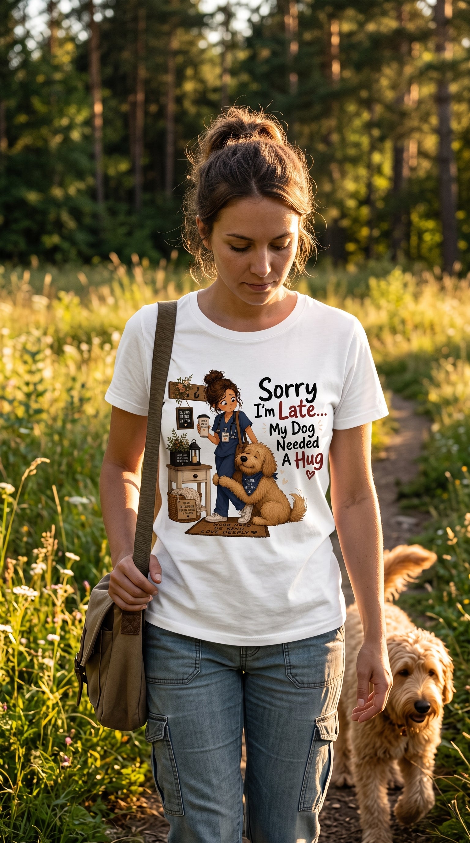 Sorry I'm Late My Dog Needed A Hug T-Shirt — Cute Dog Lover Tee
