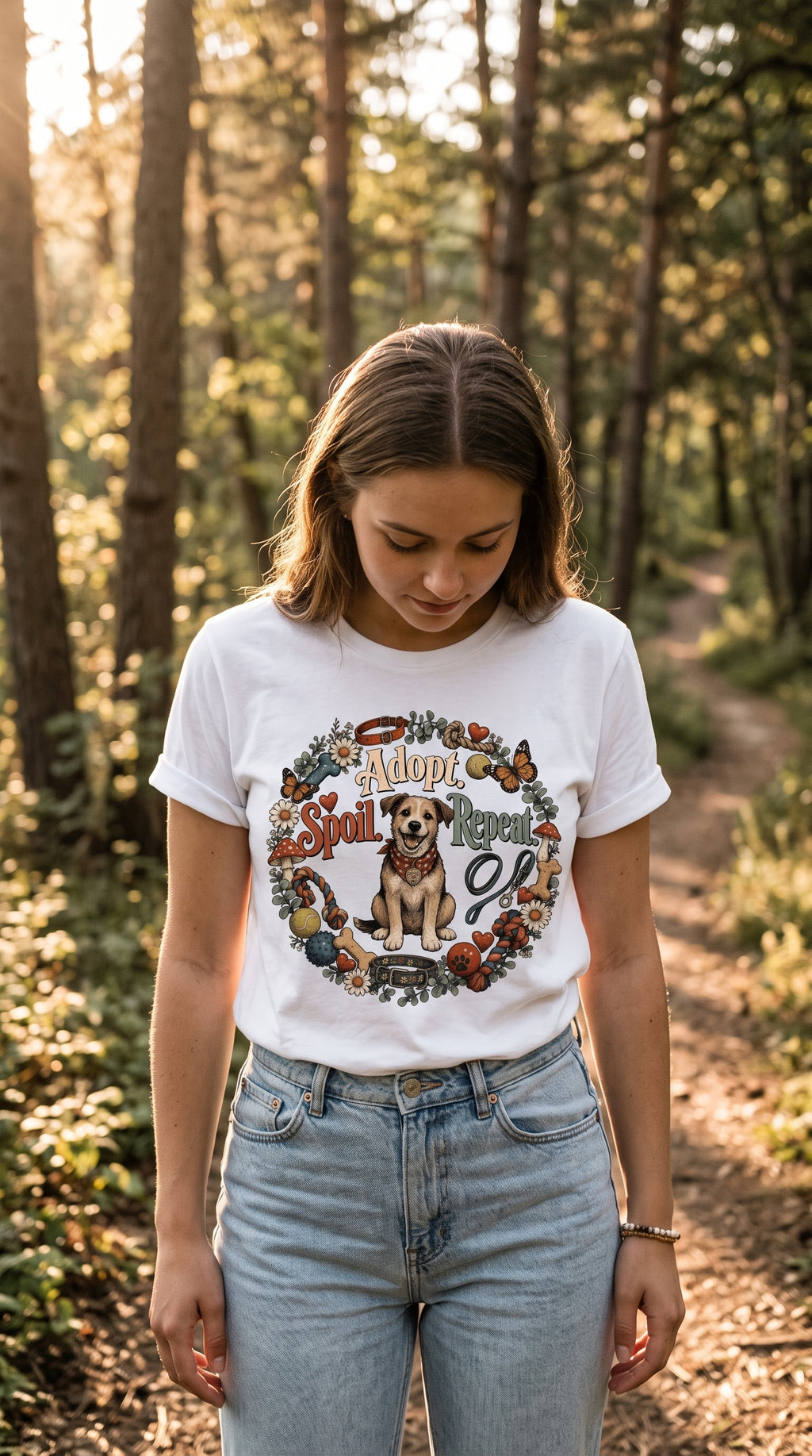 Adopt Spoil Repeat Dog T-Shirt – Cute Rescue Puppy Rescue Lover Tee