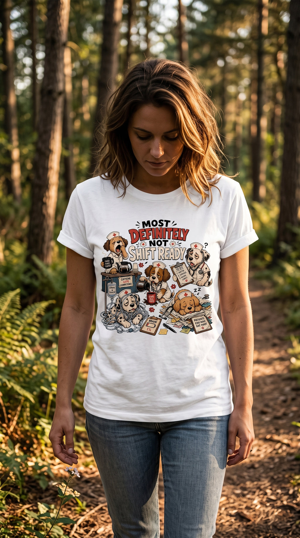 Most Definitely Not Shift Ready - Cute Sleeping Dogs Graphic Tee