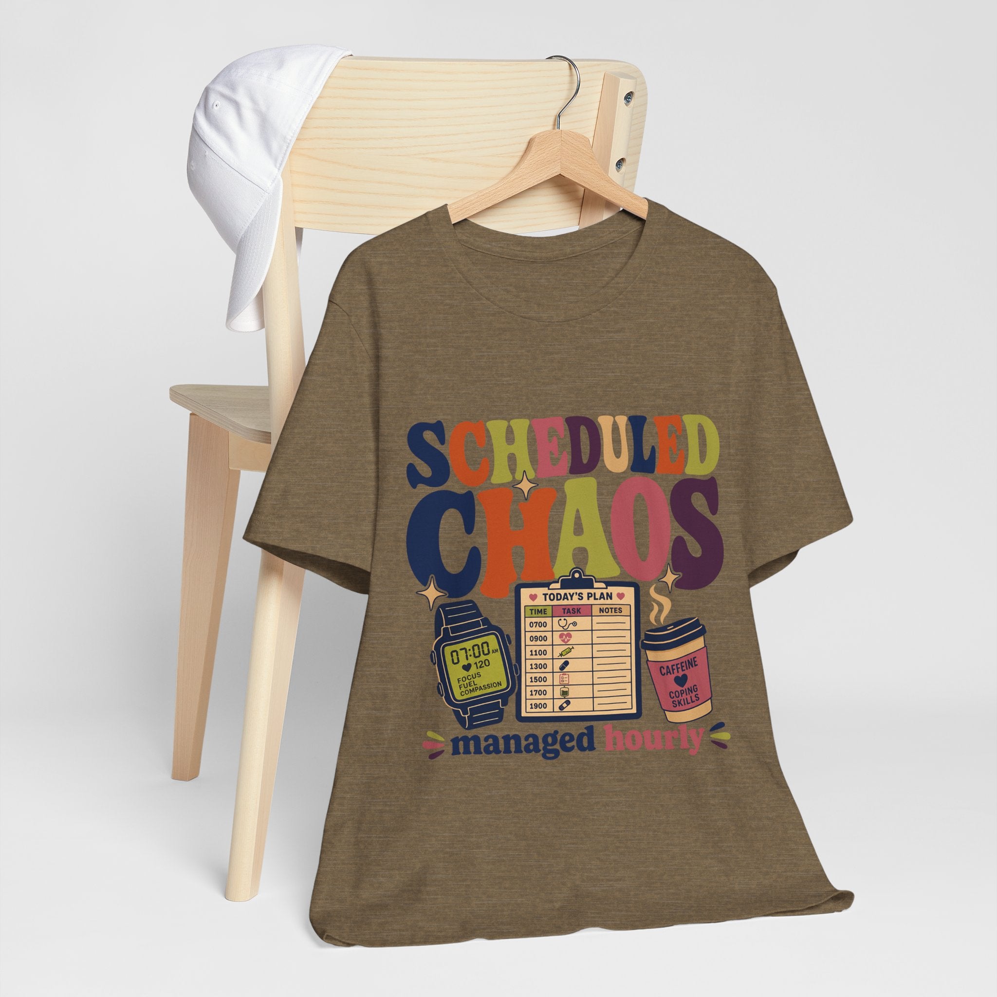 "Scheduled Chaos" Nurse T-Shirt — Funny Nurse Graphic Tee