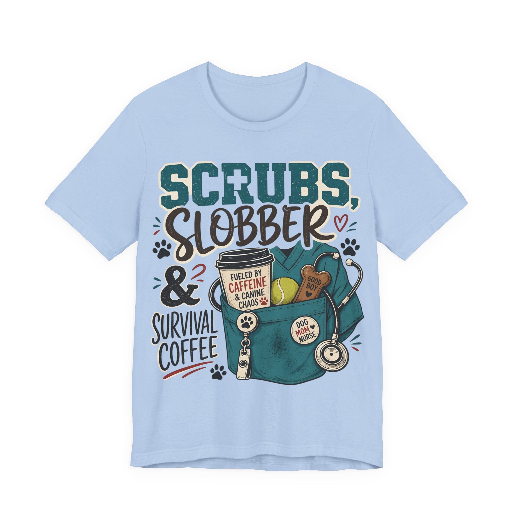 Scrubs, Slobber & Survival Coffee Tee — Funny Vet Nurse Shirt