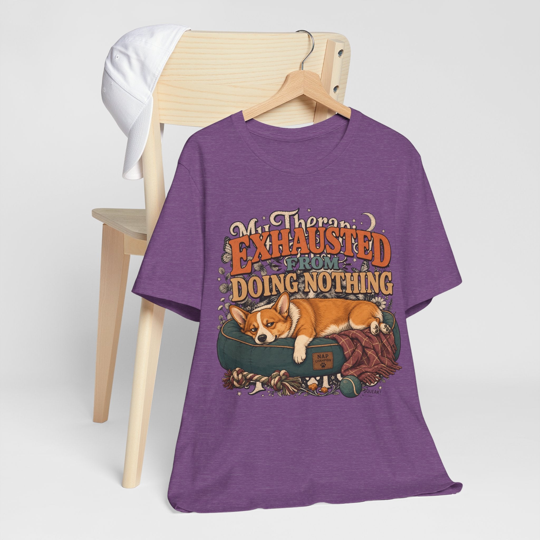 "Exhausted From Doing Nothing" Corgi T-Shirt — Funny Sleepy Dog Graphic Tee