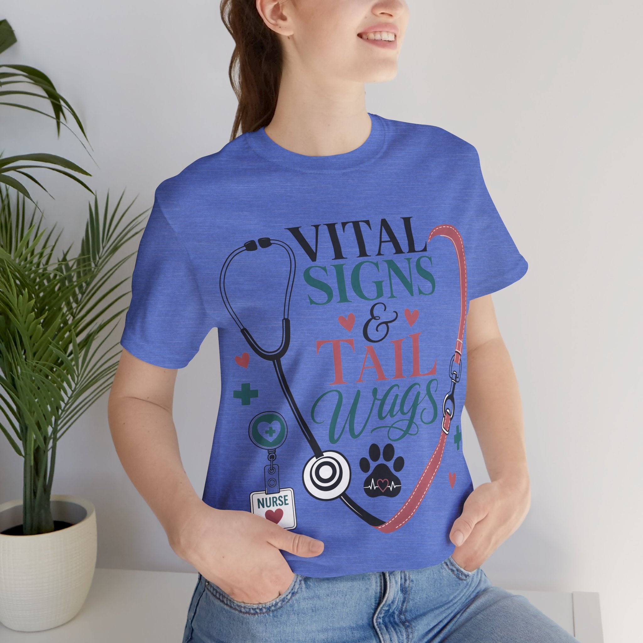 Vital Signs & Tail Wags Tee - Nurse Vet Stethoscope Paw Print T-Shirt