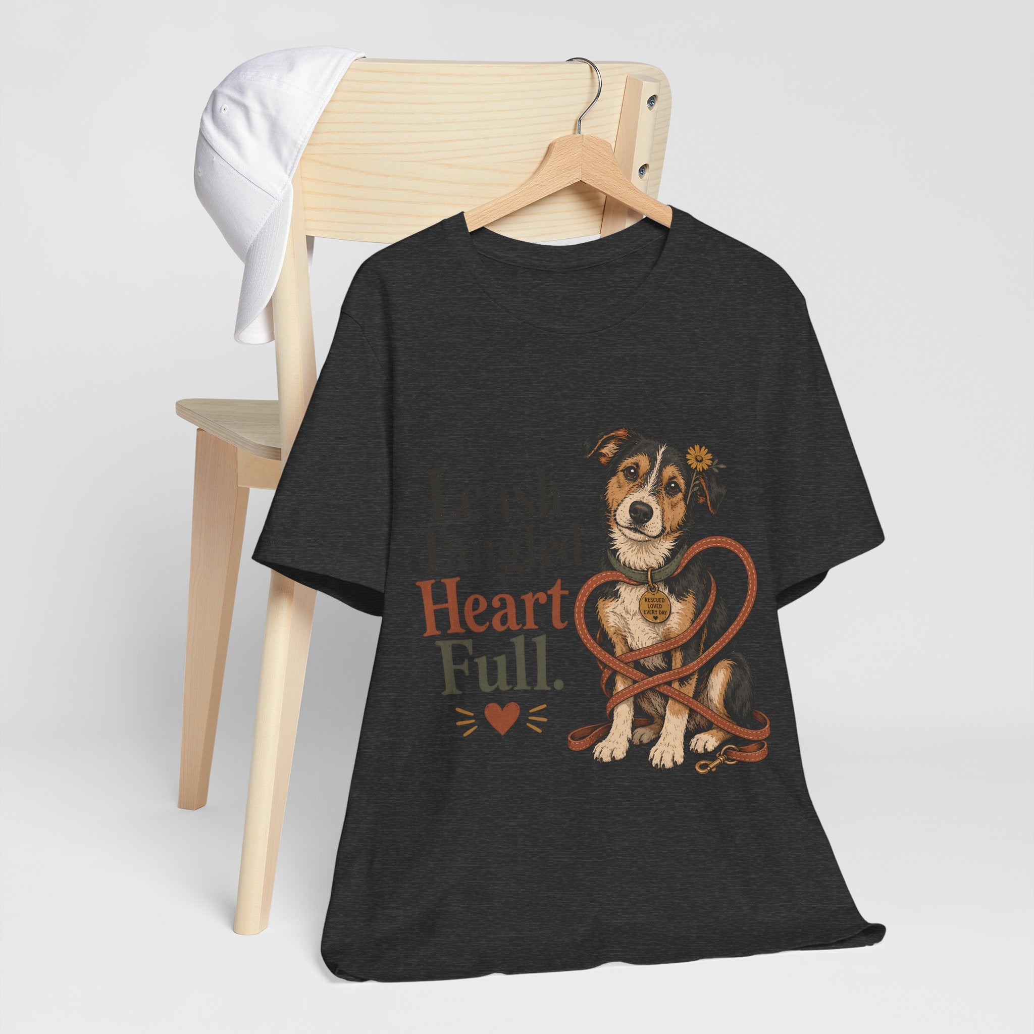 "Leash Tangled, Heart Full" Dog Lover T-Shirt — Dog Mom Graphic Tee