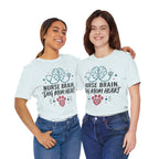 Nurse Brain Dog Mom Heart T‑Shirt - Cute Nurse & Dog Mom Graphic Tee