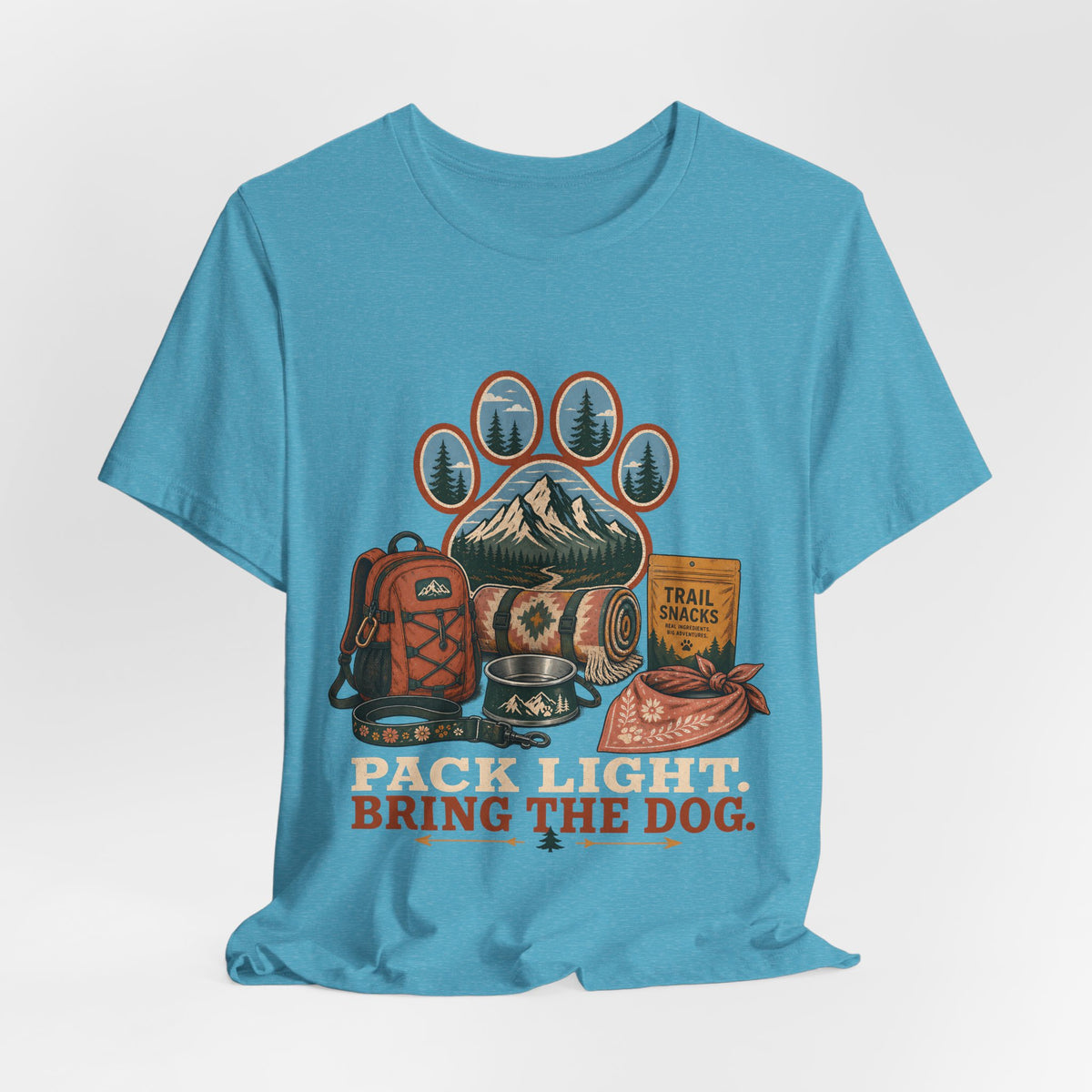 "Pack Light Bring The Dog" T-Shirt — Hiking Dog Lover Graphic Tee