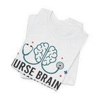 Nurse Brain Dog Mom Heart T‑Shirt - Cute Nurse & Dog Mom Graphic Tee