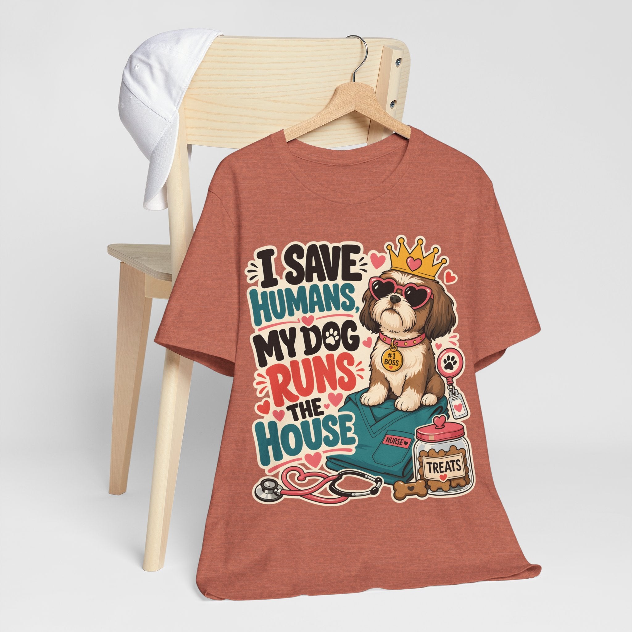 I Save Humans My Dog Runs The House T-Shirt — Funny Dog Lover Tee