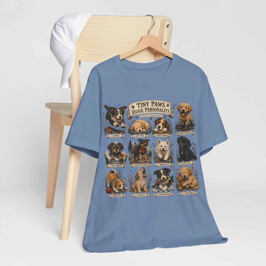 Tiny Paws Huge Personality Puppy Tee — Cute Dog Breed Collage T-Shirt