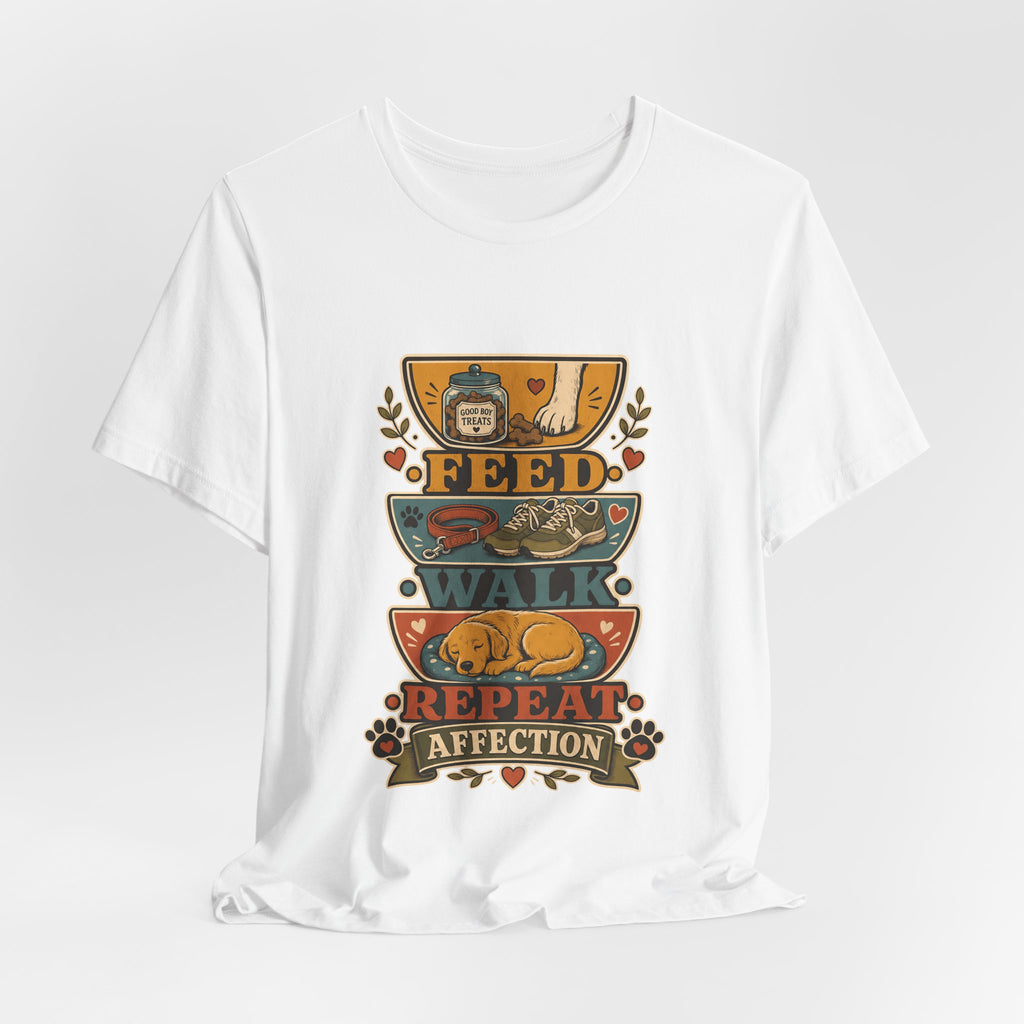 "Feed Walk Repeat Affection" — Retro Dog Mom T-Shirt