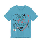 Vital Signs & Tail Wags Tee - Nurse Vet Stethoscope Paw Print T-Shirt