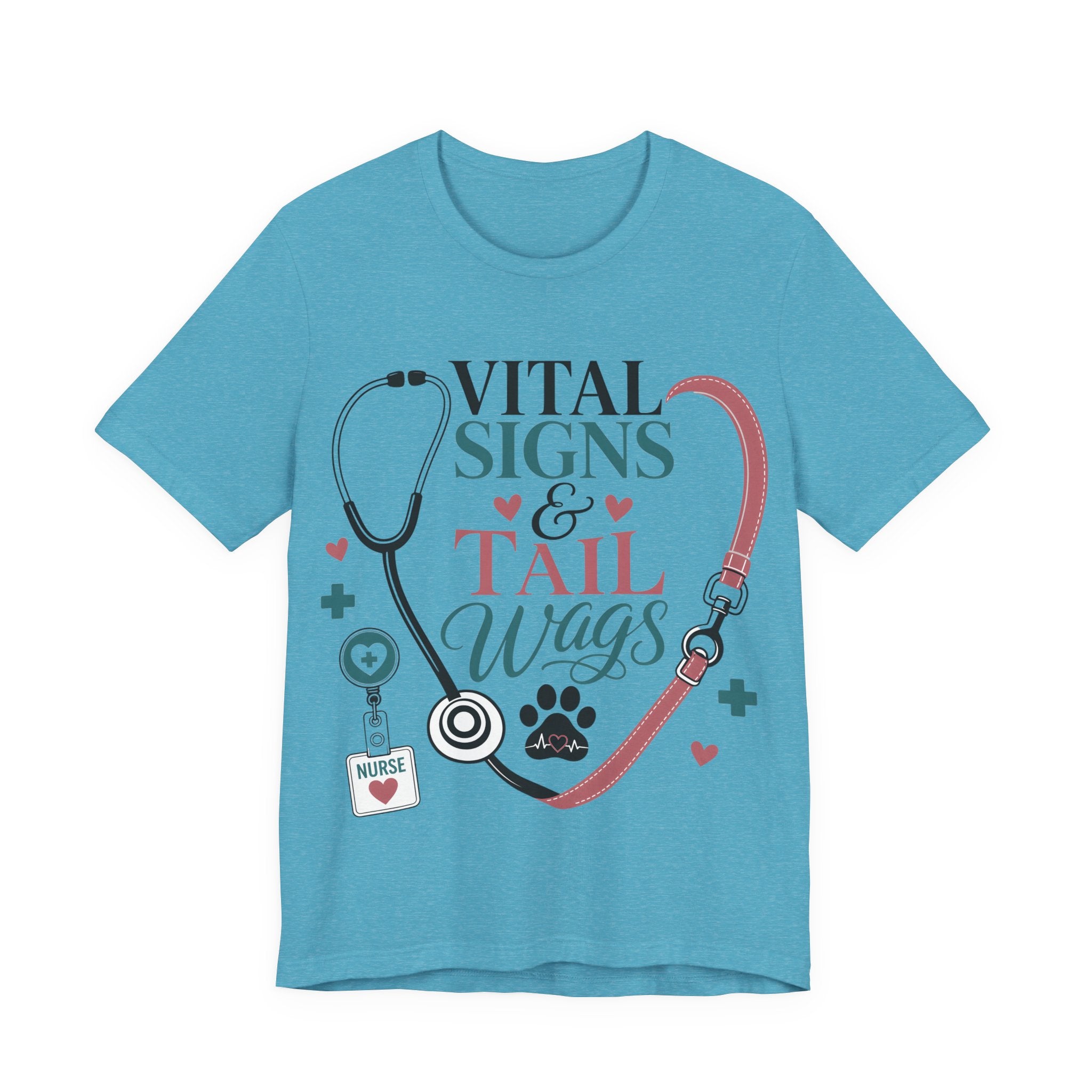 Vital Signs & Tail Wags Tee - Nurse Vet Stethoscope Paw Print T-Shirt