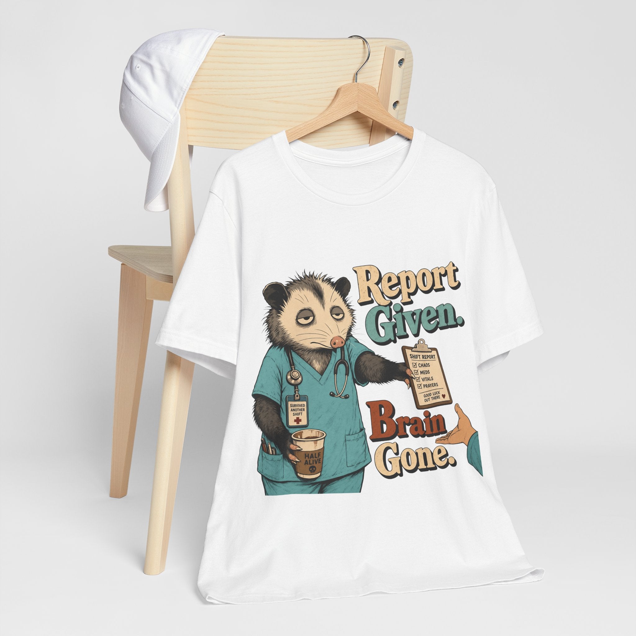 "Report Given. Brain Gone." Nurse T-Shirt — Funny Nurse Graphic Tee