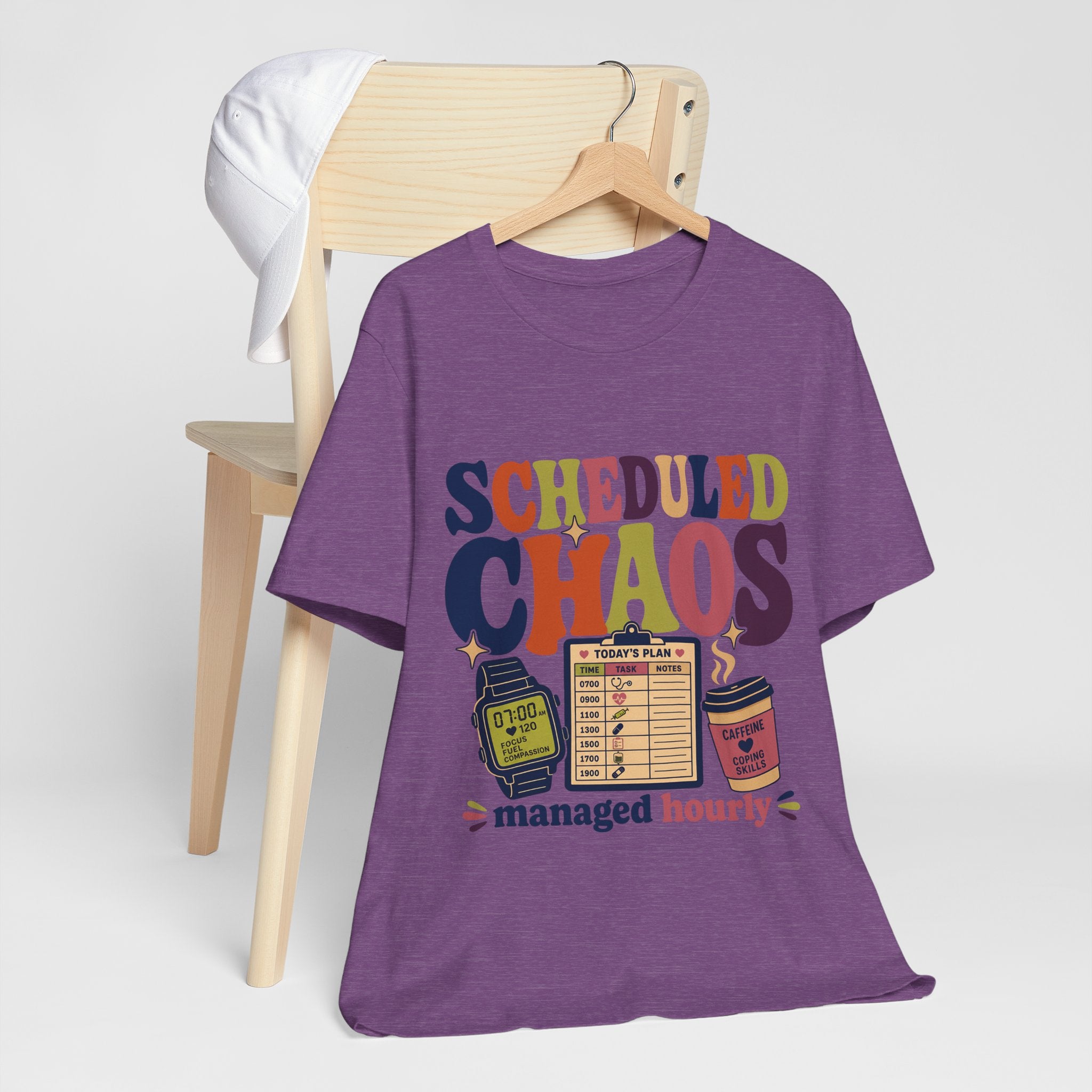 "Scheduled Chaos" Nurse T-Shirt — Funny Nurse Graphic Tee