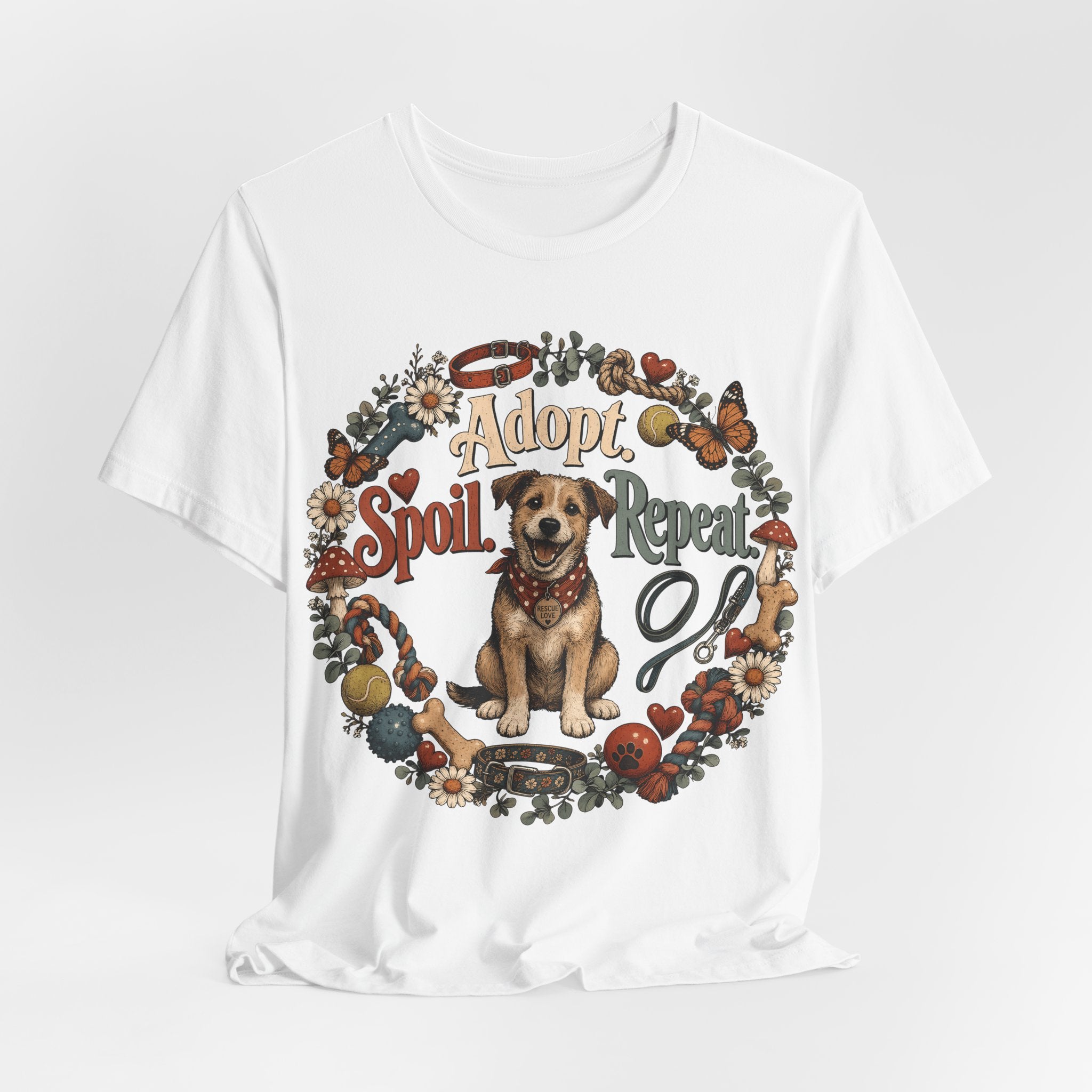Adopt Spoil Repeat Dog T-Shirt – Cute Rescue Puppy Rescue Lover Tee