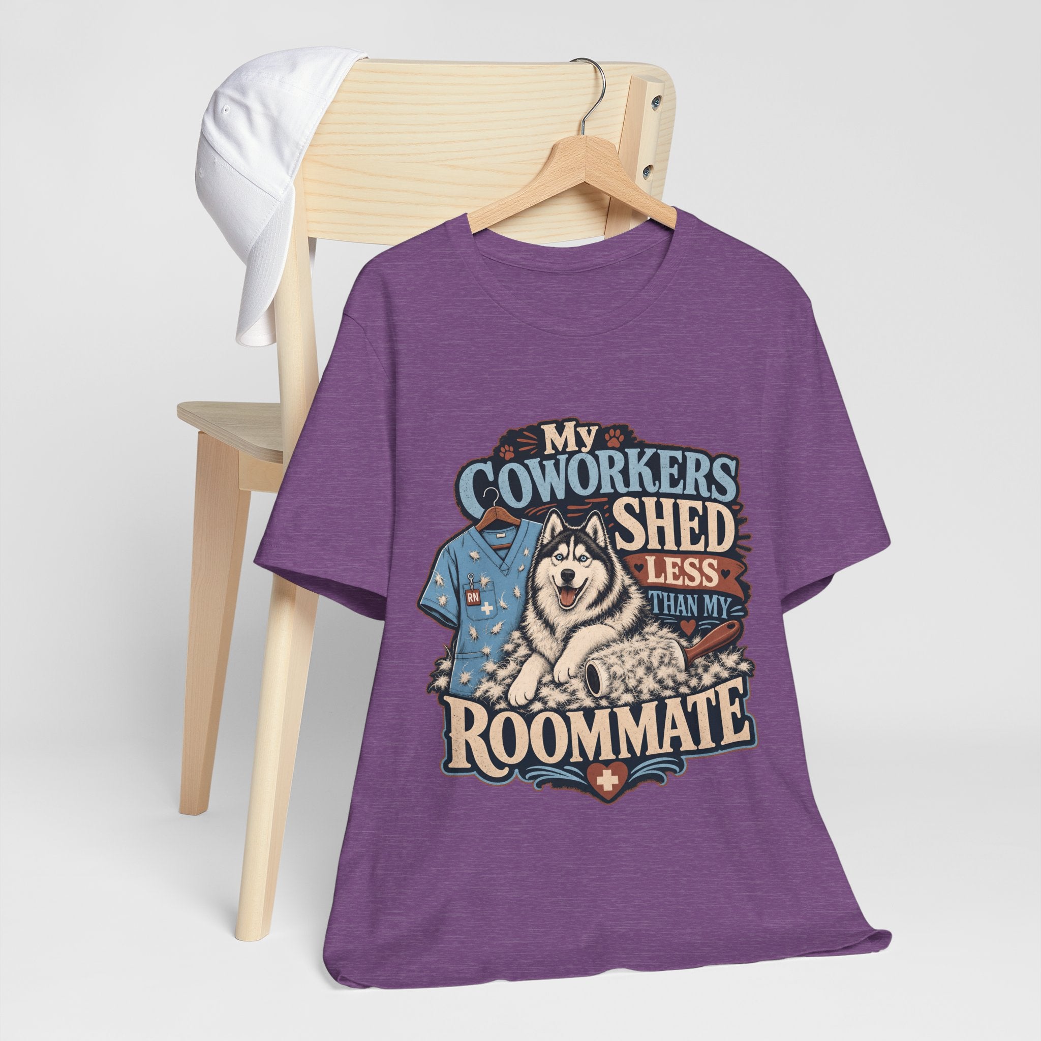"My Coworkers Shed Less Than My Roommate" Nurse T-Shirt — Dog Mom Nurse Graphic Tee
