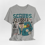 Scrubs, Slobber & Survival Coffee Tee — Funny Vet Nurse Shirt