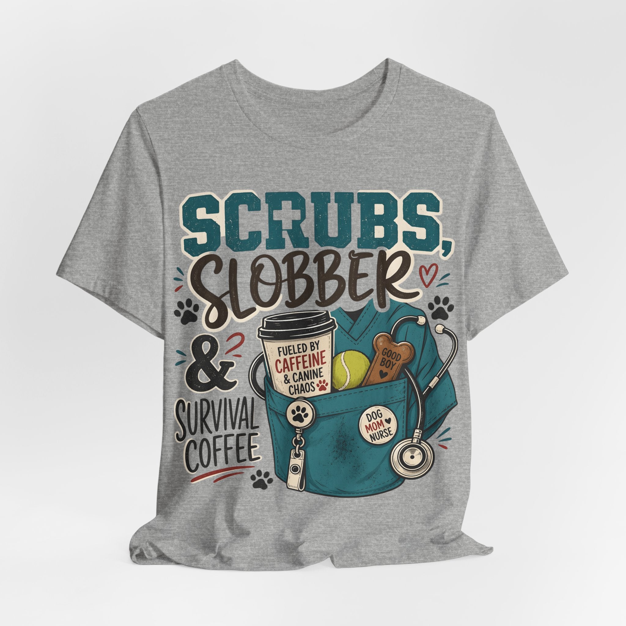 Scrubs, Slobber & Survival Coffee Tee — Funny Vet Nurse Shirt
