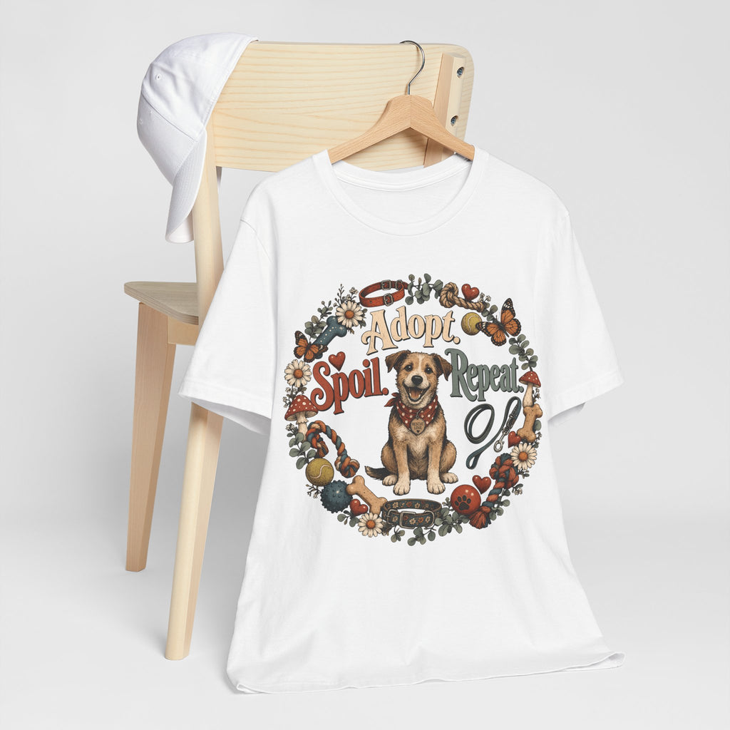 Adopt Spoil Repeat Dog T-Shirt – Cute Rescue Puppy Rescue Lover Tee