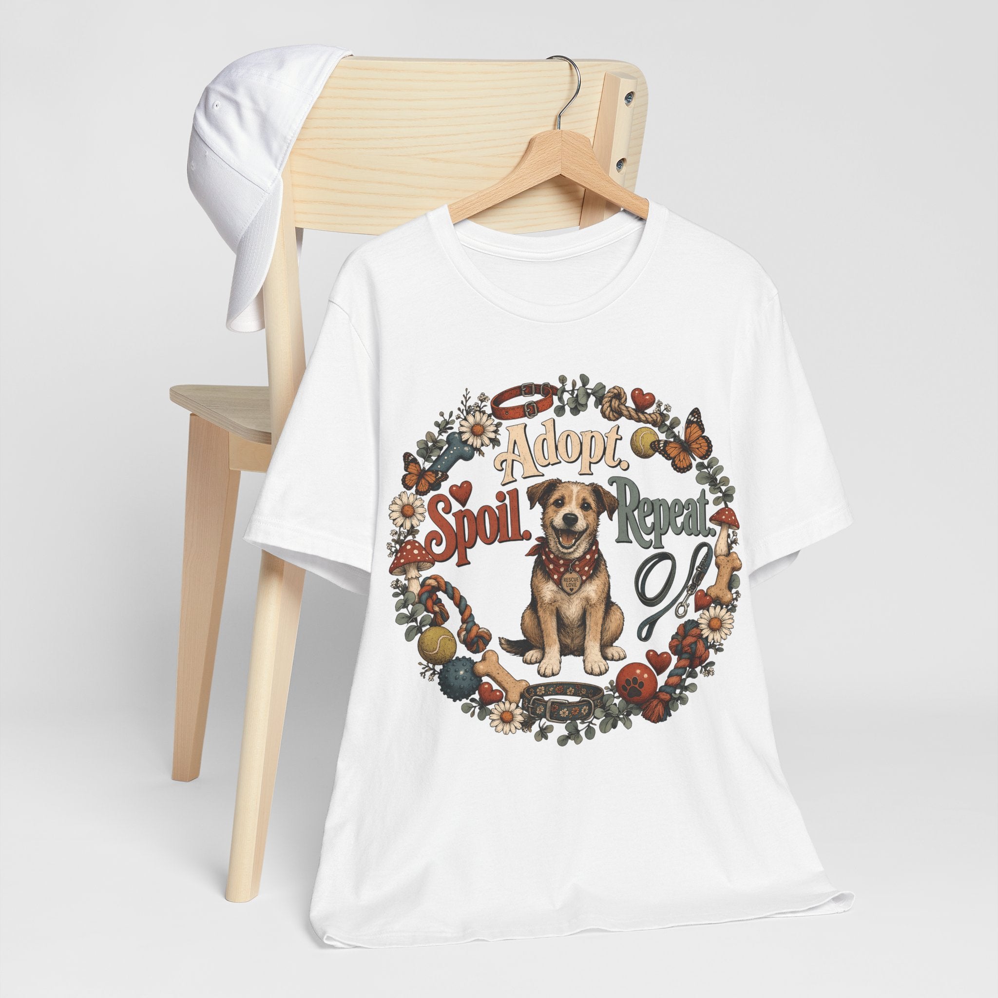 Adopt Spoil Repeat Dog T-Shirt – Cute Rescue Puppy Rescue Lover Tee