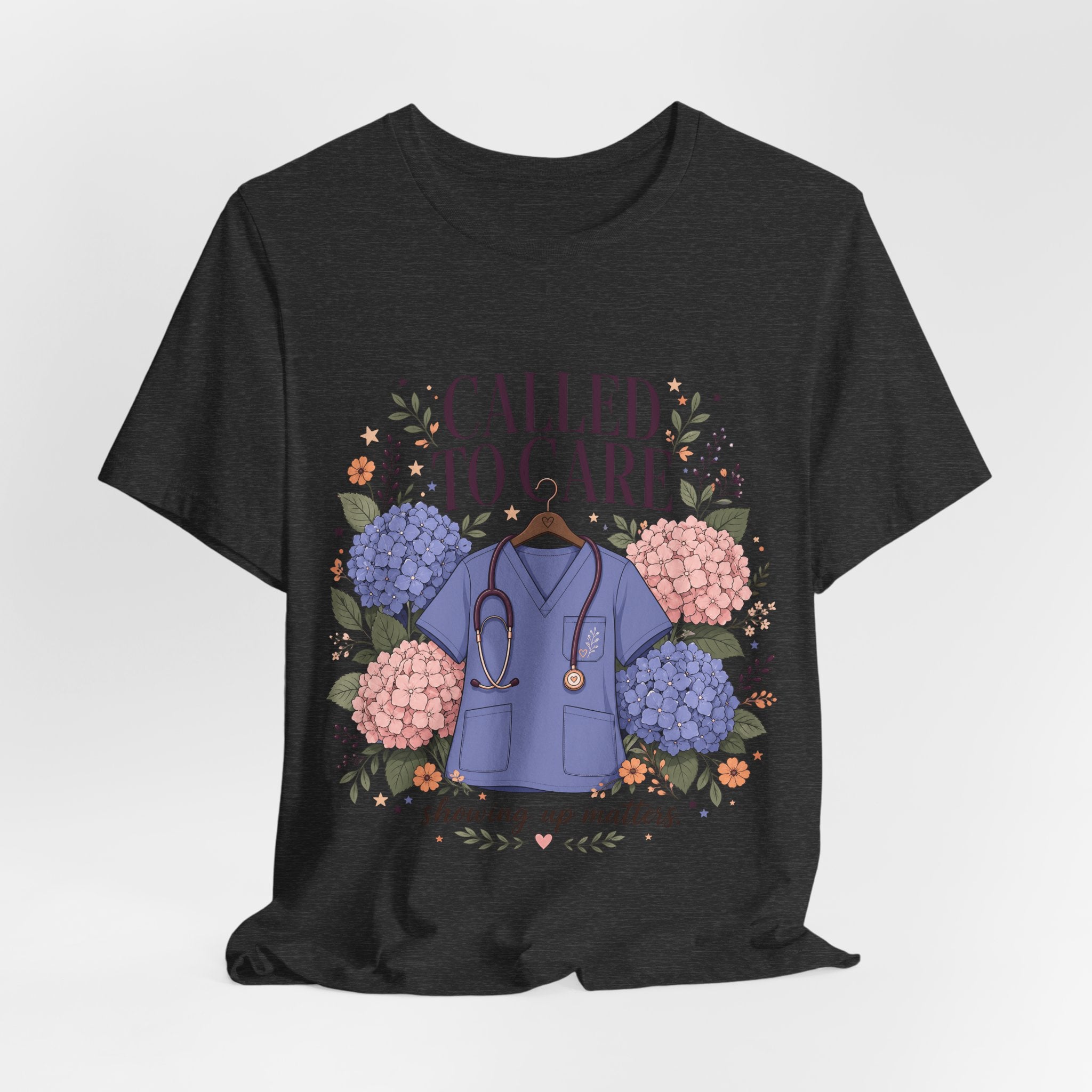 "Called To Care" Nurse T-Shirt — Floral Scrubs Nurse Graphic Tee