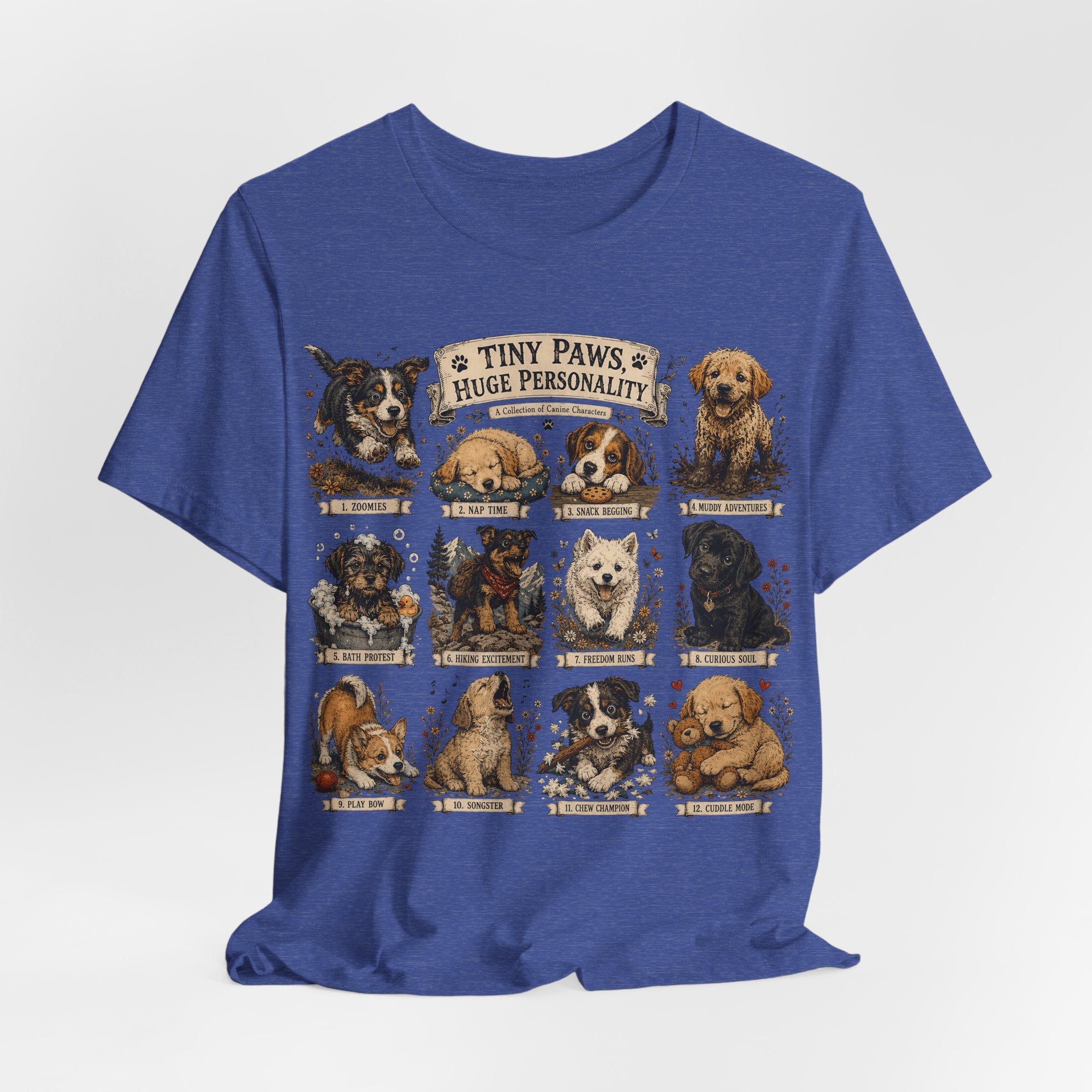 Tiny Paws Huge Personality Puppy Tee — Cute Dog Breed Collage T-Shirt