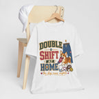 "Double Shift At Home" T-Shirt — Funny Nurse Dog Mom Graphic Tee