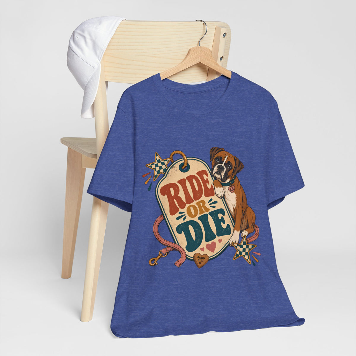 "Ride or Die" — Retro Boxer Dog Mom T-Shirt