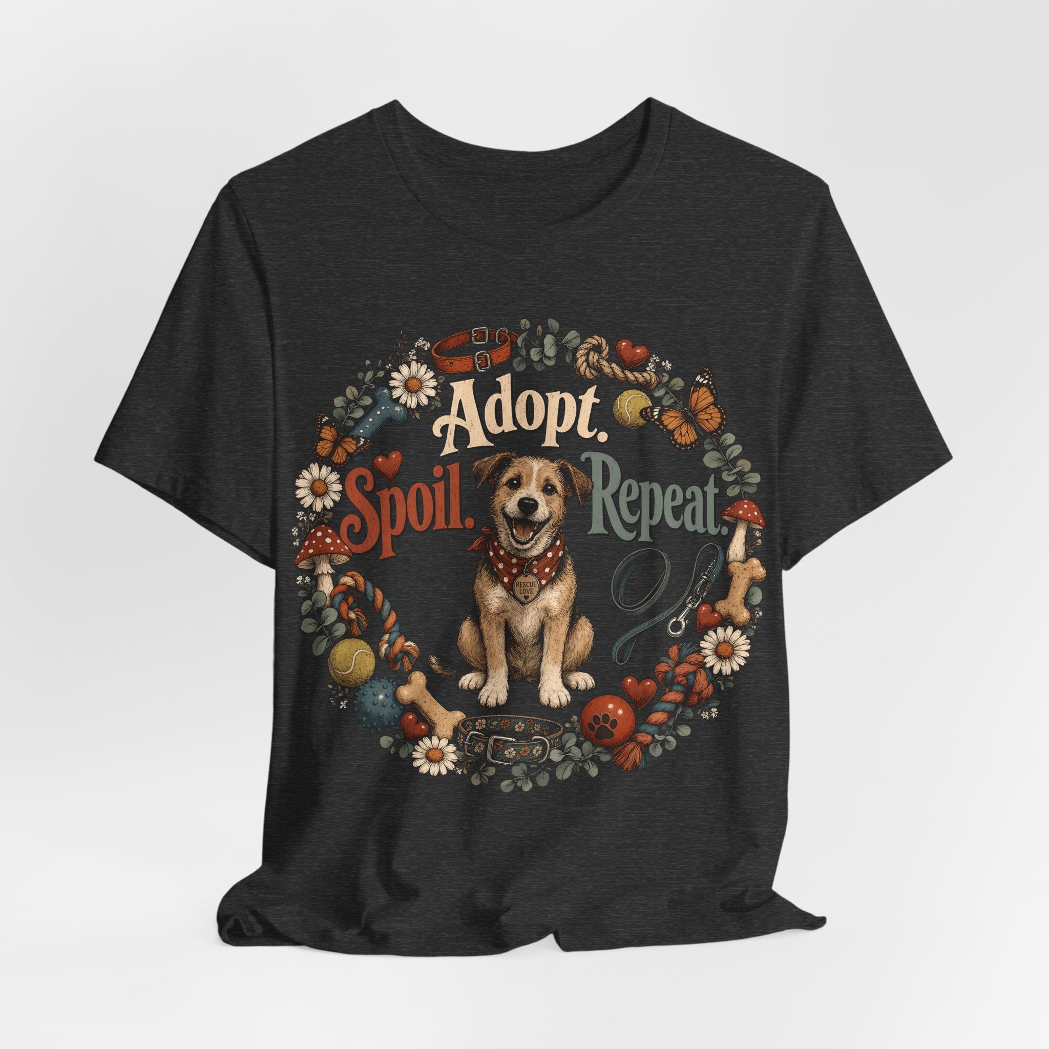 Adopt Spoil Repeat Dog T-Shirt – Cute Rescue Puppy Rescue Lover Tee