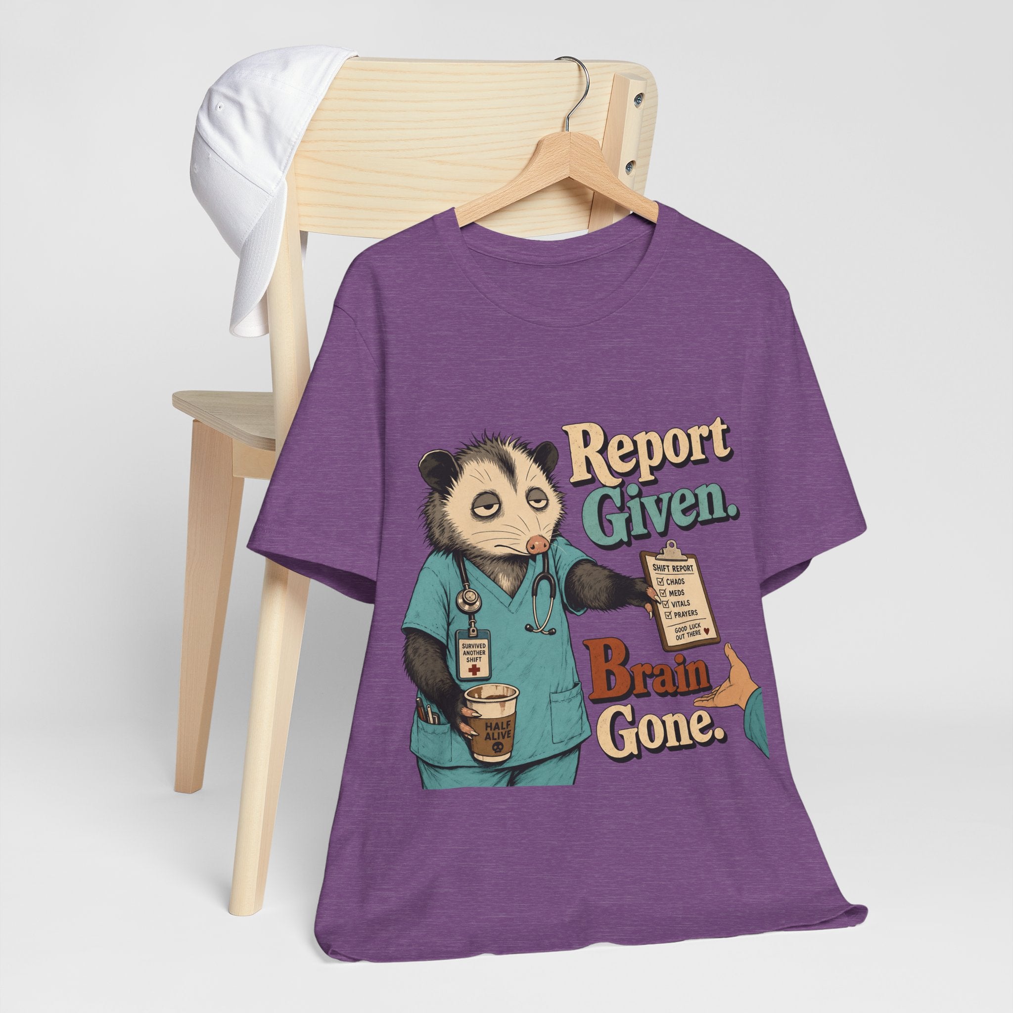 "Report Given. Brain Gone." Nurse T-Shirt — Funny Nurse Graphic Tee
