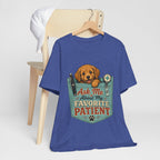 "Ask Me About My Favorite Patient" Nurse T-Shirt — Dog Mom Nurse Graphic Tee