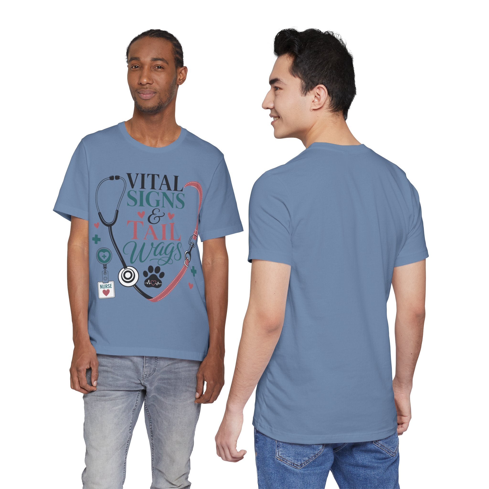 Vital Signs & Tail Wags Tee - Nurse Vet Stethoscope Paw Print T-Shirt