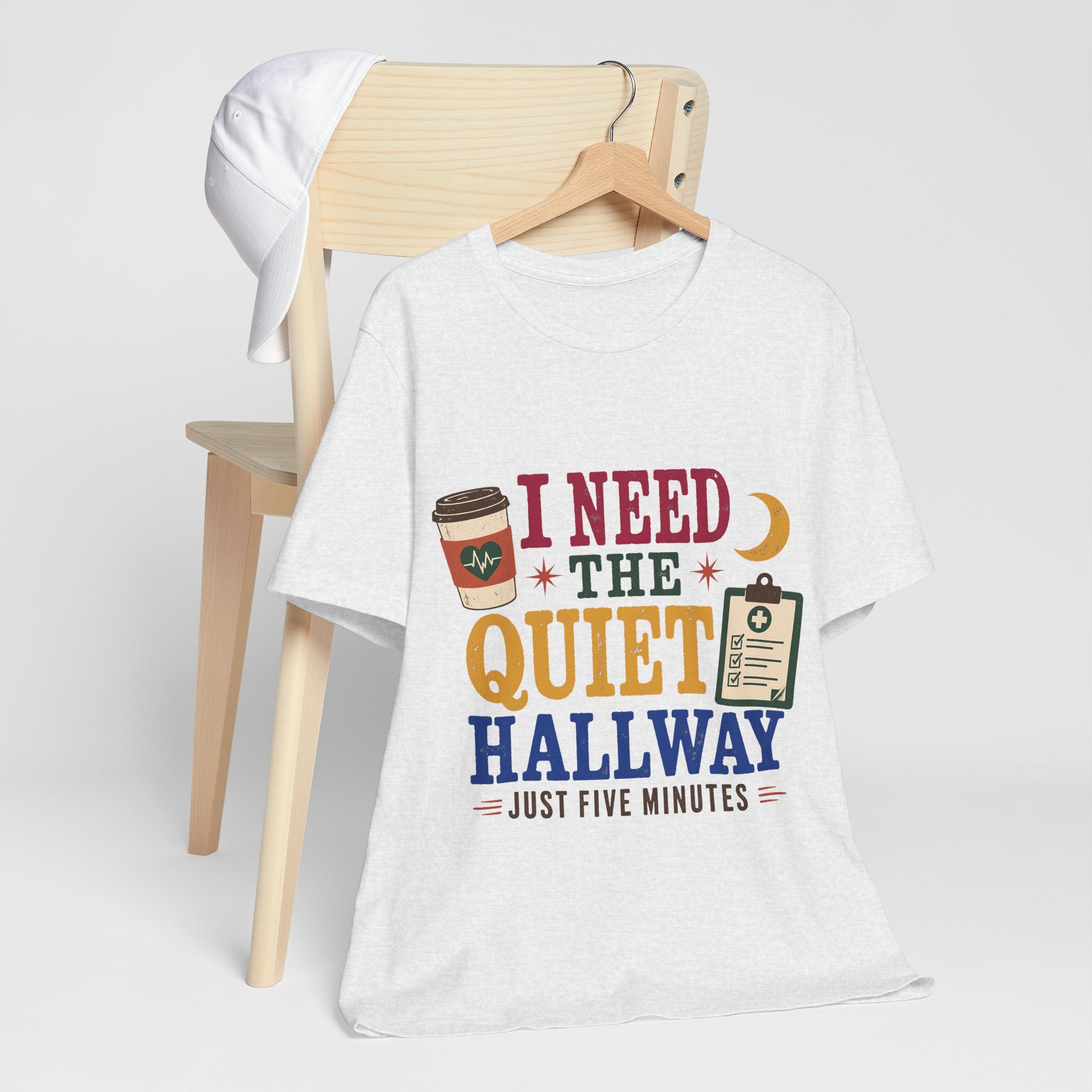 "Just Five Minutes" T-Shirt — Retro Quiet Hallway Nurse Graphic Tee