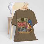 "Double Shift At Home" T-Shirt — Funny Nurse Dog Mom Graphic Tee