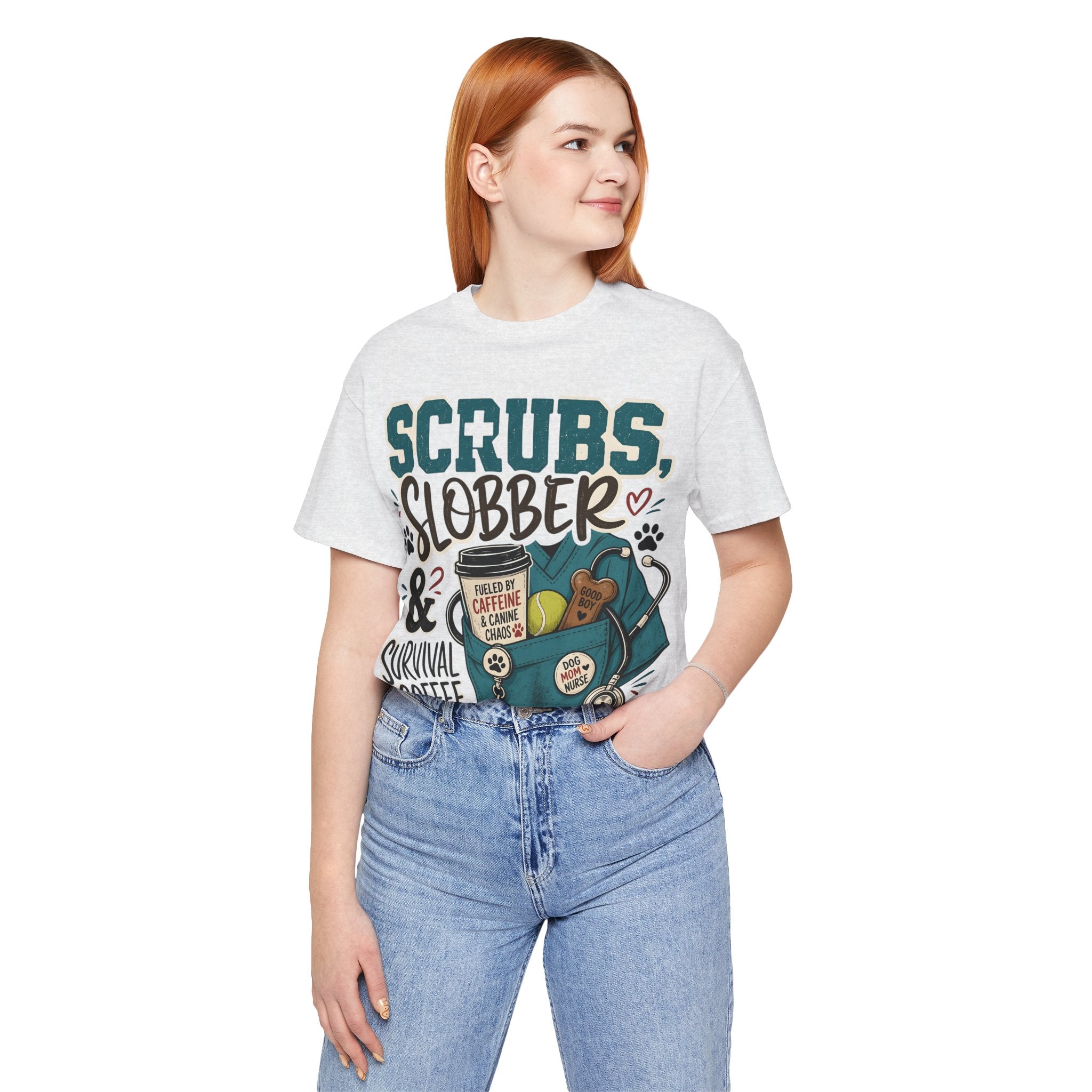 Scrubs, Slobber & Survival Coffee Tee — Funny Vet Nurse Shirt