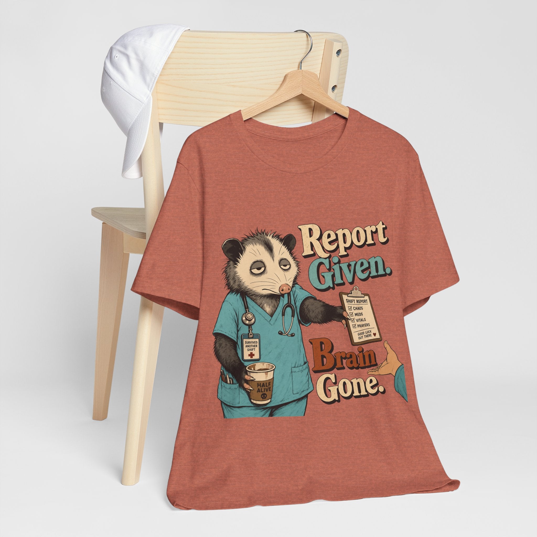 "Report Given. Brain Gone." Nurse T-Shirt — Funny Nurse Graphic Tee