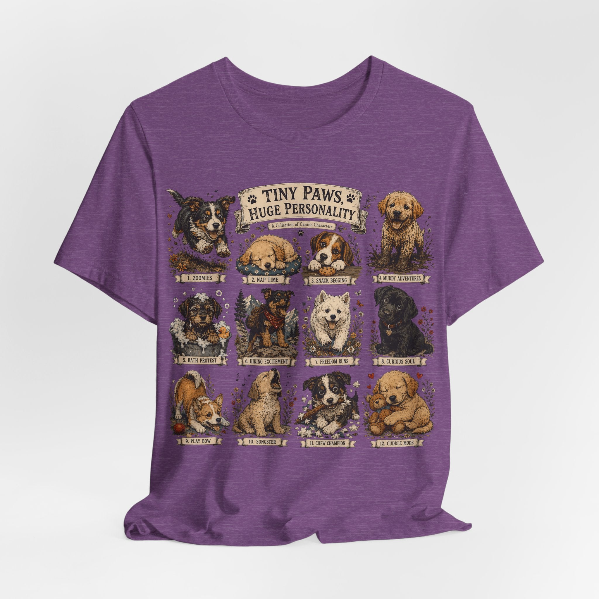 Tiny Paws Huge Personality Puppy Tee — Cute Dog Breed Collage T-Shirt