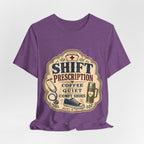"Shift Prescription: Coffee, Quiet, Comfy Shoes" — Retro Nurse T-Shirt