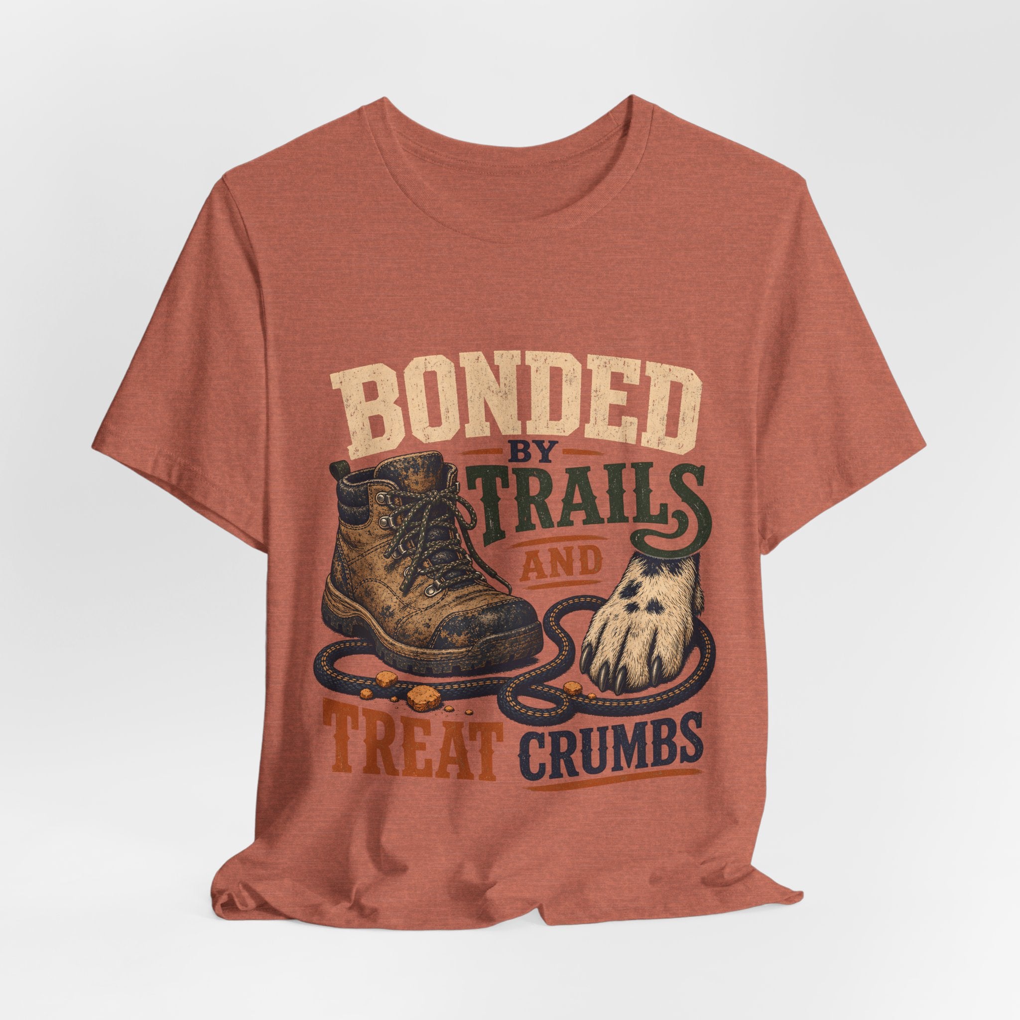 "Bonded By Trails And Treat Crumbs" Dog Lover T-Shirt — Hiking Dog Graphic Tee