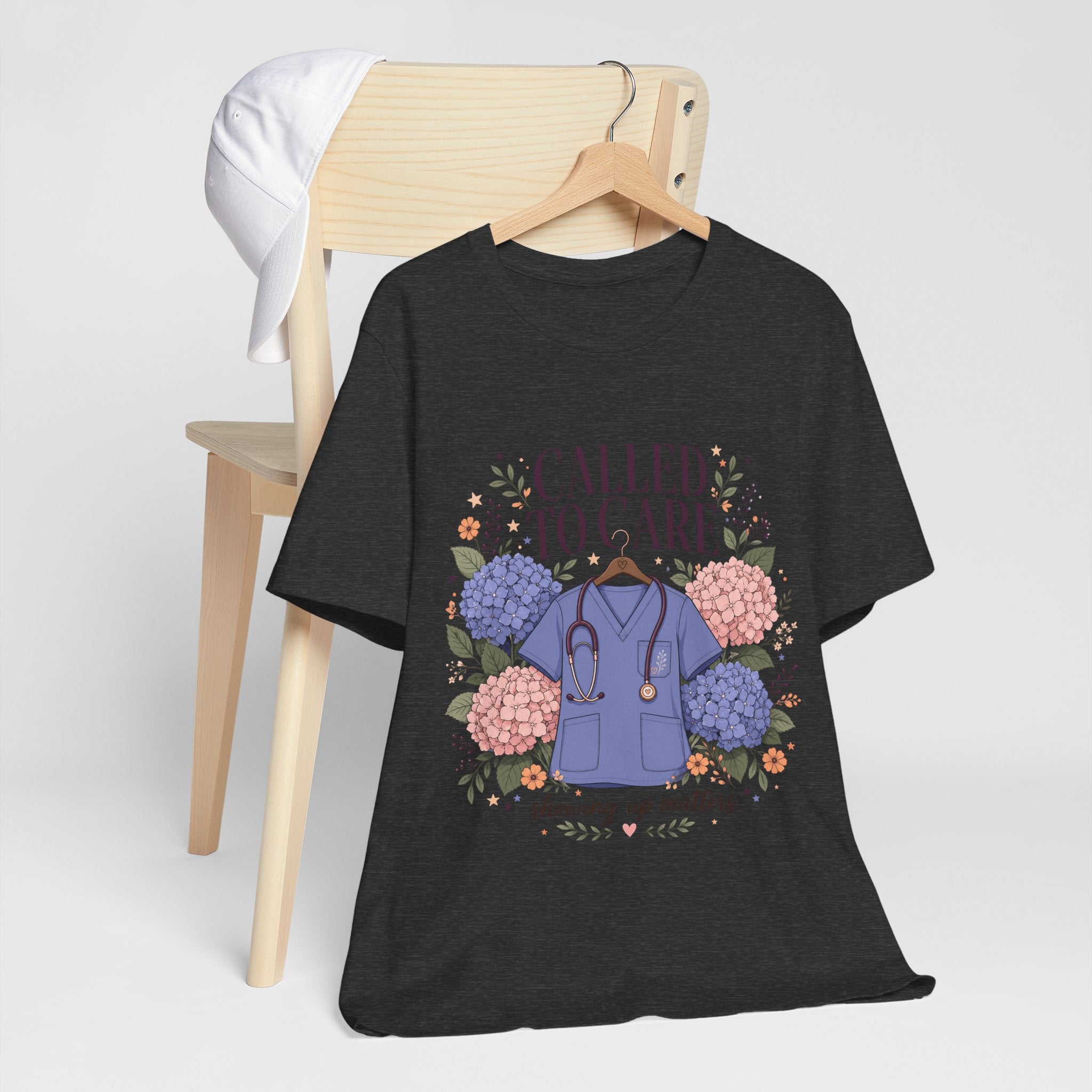 "Called To Care" Nurse T-Shirt — Floral Scrubs Nurse Graphic Tee
