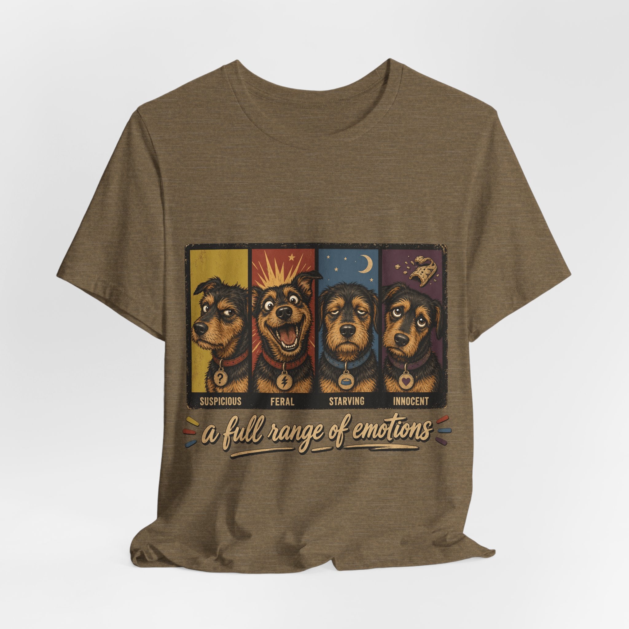 "A Full Range of Emotions" Dog T-Shirt — Funny Mood Chart Graphic Tee