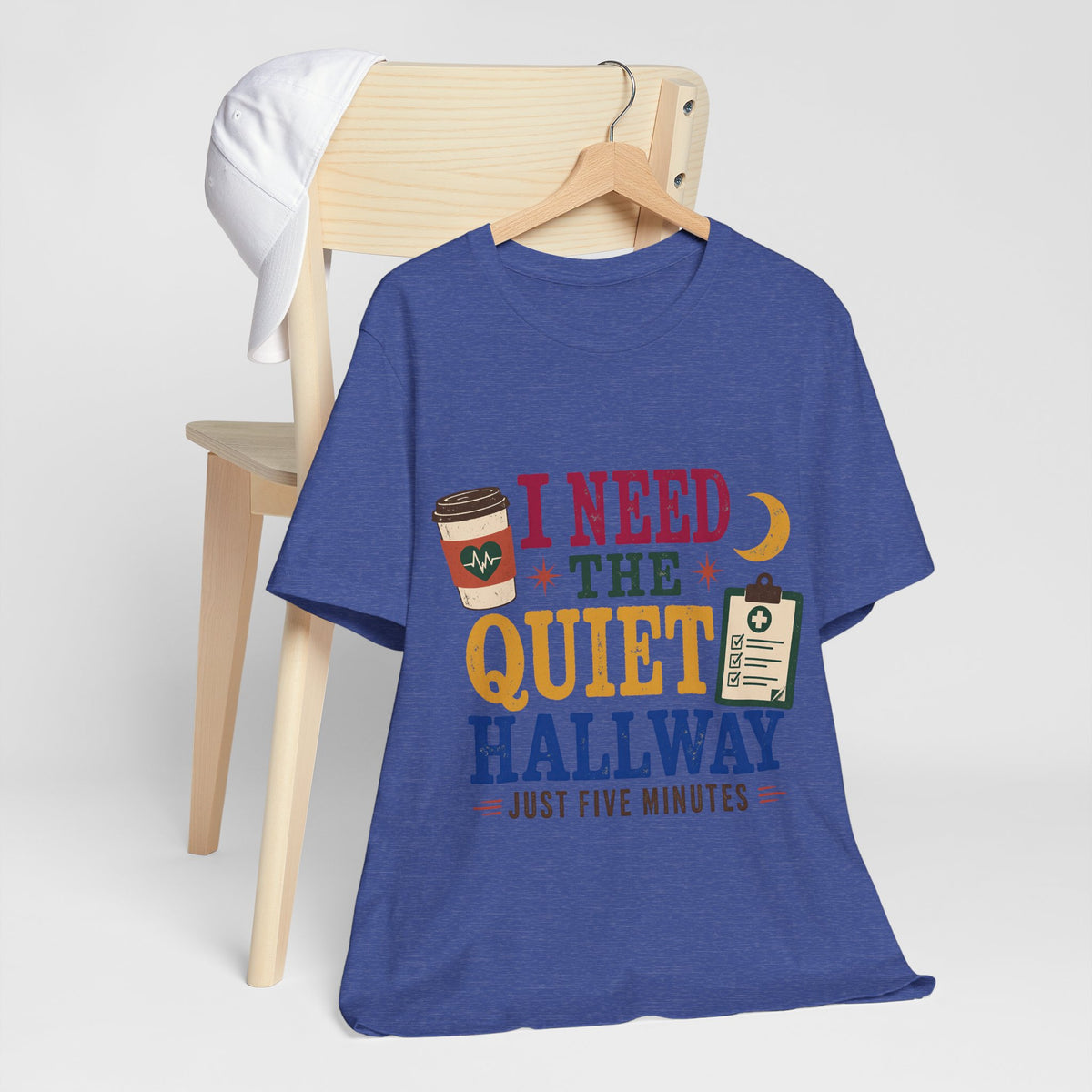 "Just Five Minutes" T-Shirt — Retro Quiet Hallway Nurse Graphic Tee