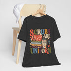 "Scrubs Are My Uniform" Retro Nurse T-Shirt — Funny Nurse Graphic Tee