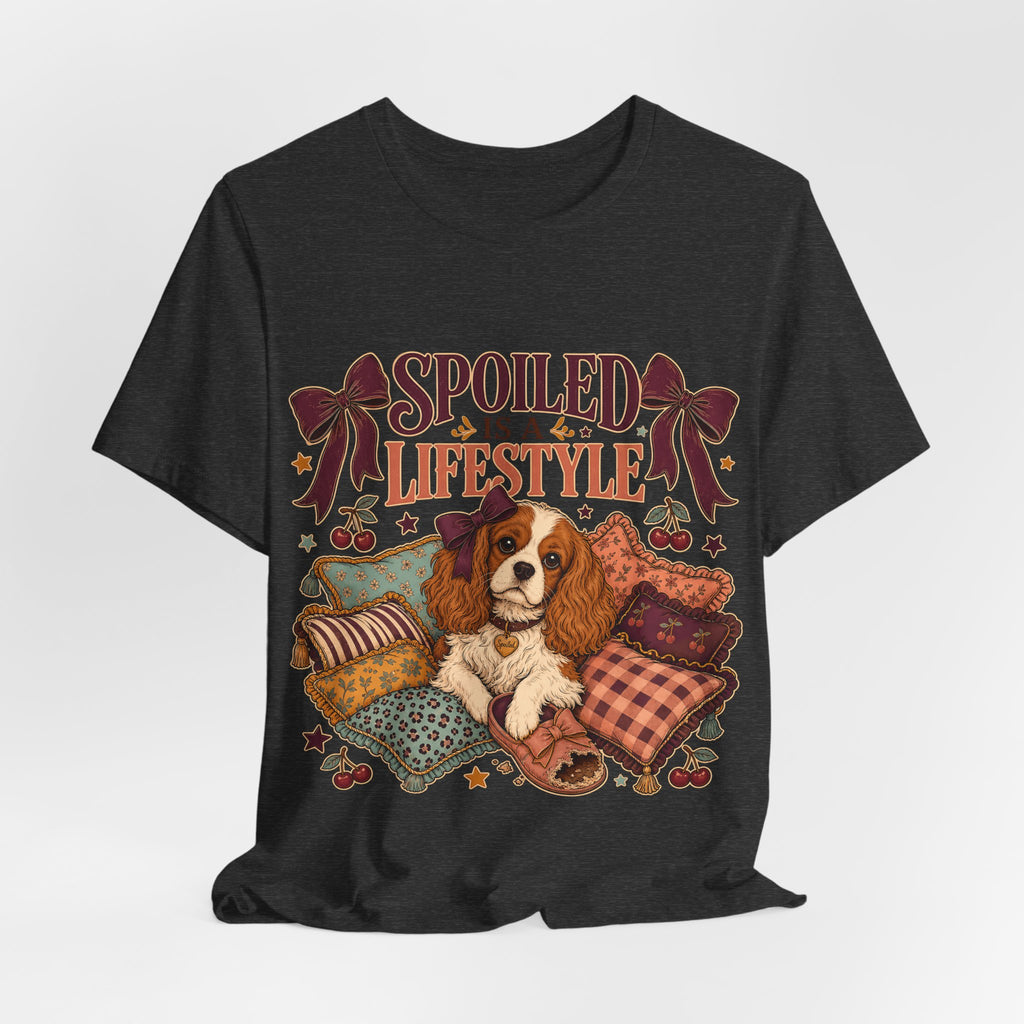 "Spoiled Is A Lifestyle" T-Shirt — Feminine Vintage Dog Mom Graphic Tee