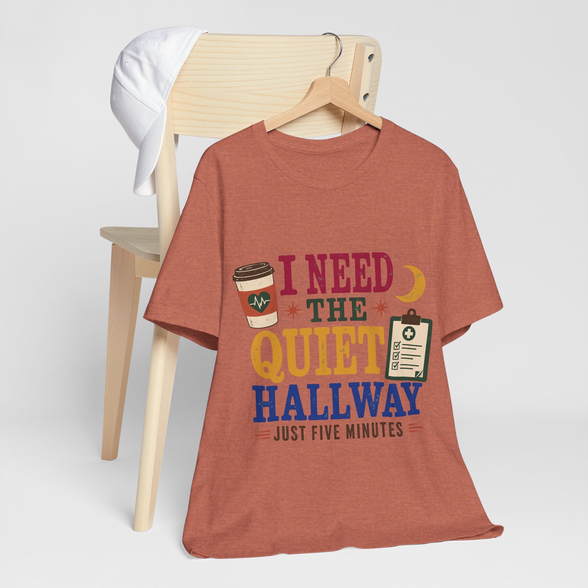 "Just Five Minutes" T-Shirt — Retro Quiet Hallway Nurse Graphic Tee