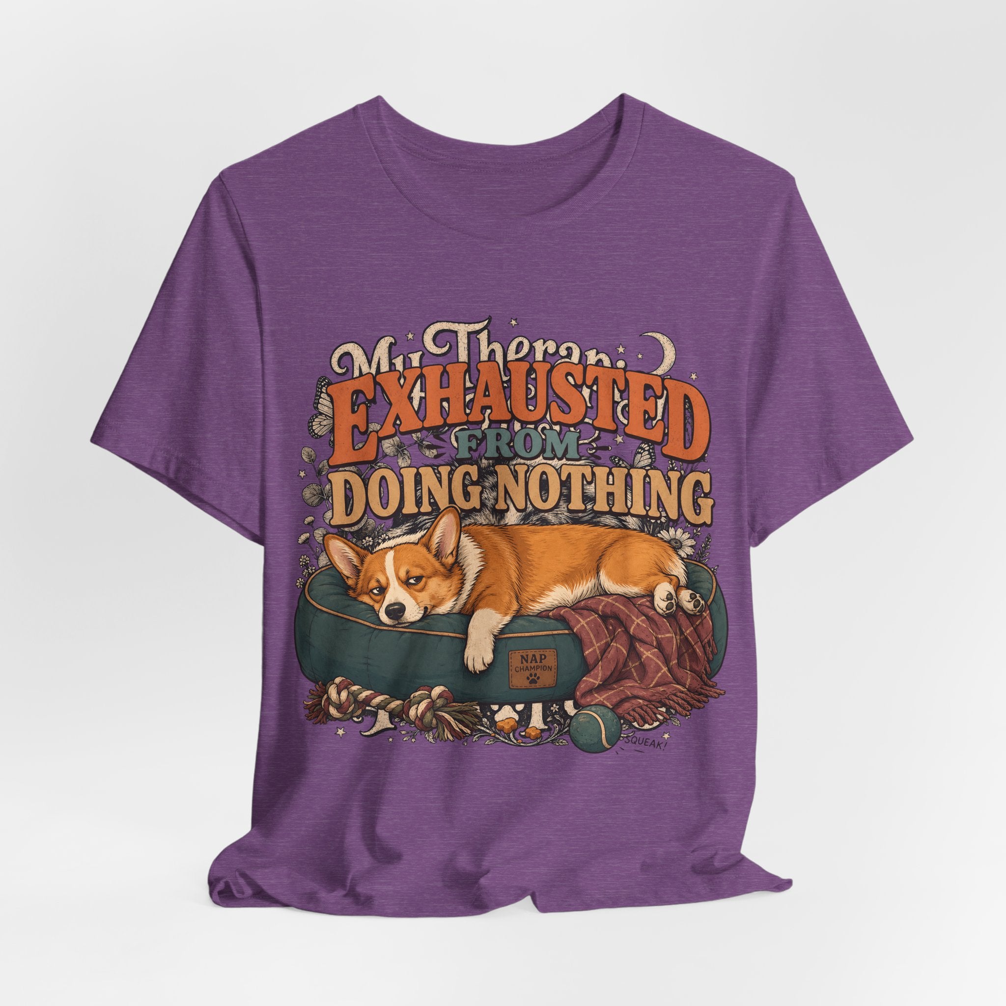 "Exhausted From Doing Nothing" Corgi T-Shirt — Funny Sleepy Dog Graphic Tee