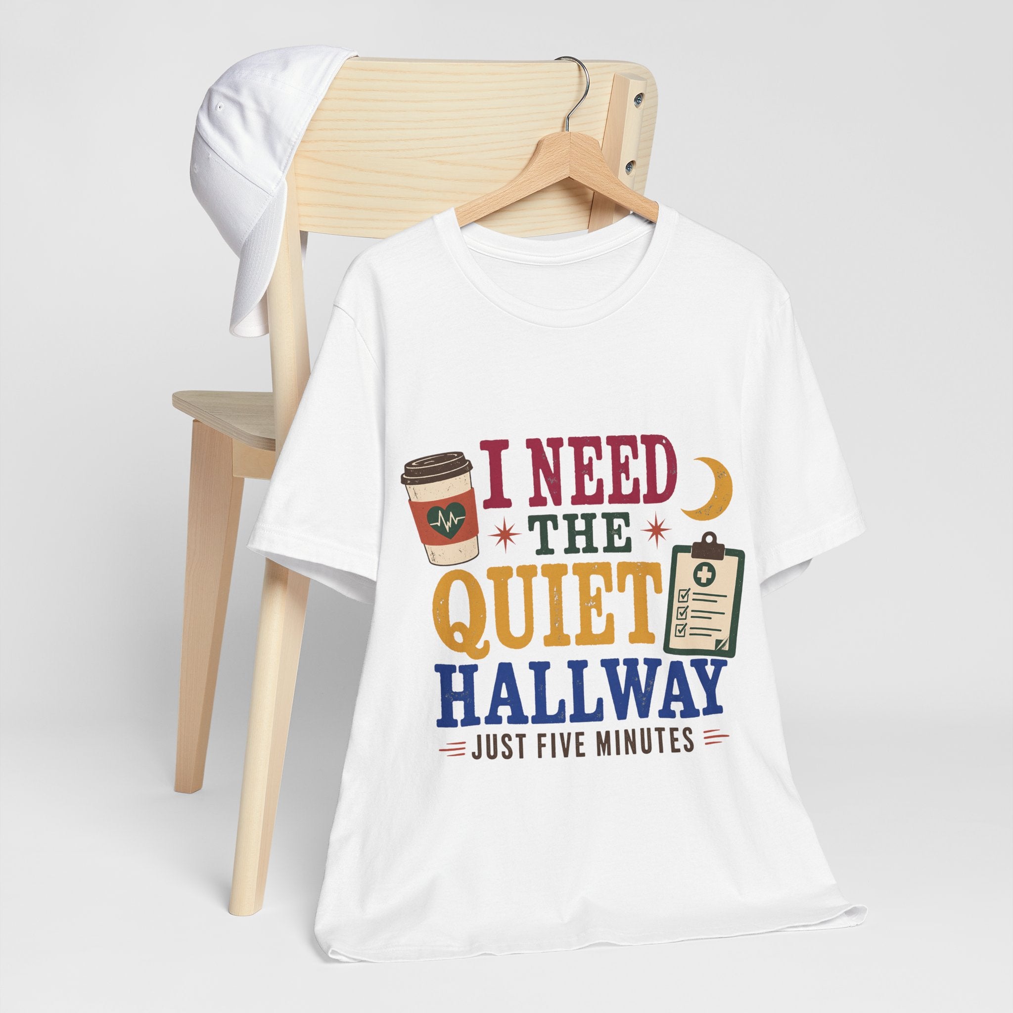 "Just Five Minutes" T-Shirt — Retro Quiet Hallway Nurse Graphic Tee